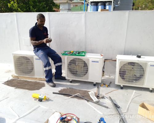 Core Air technician commissioning Samsung outdoor units