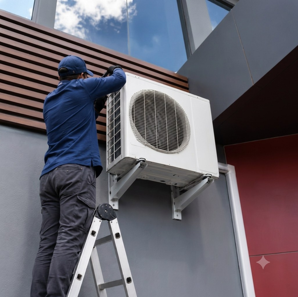Core Air technician installing an air conditioning unit