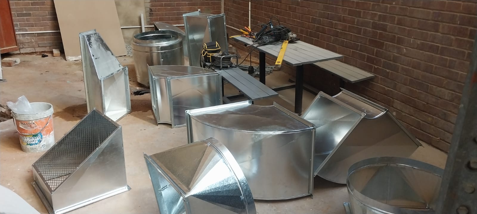 Custom ducting components fabricated on site